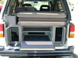 Rear inside view of 1995 Ford Aerostar XL with Country Homes interior